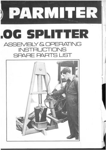 Parmiter Log Splitter Operators Manual with Parts List