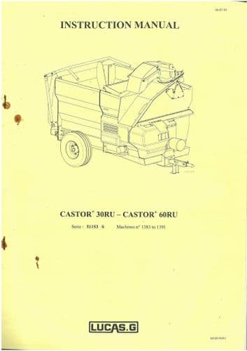 Parmiter Lucas G Castor 30RU 60RU Bedder Operators Manual with Parts List 30 60 RU
