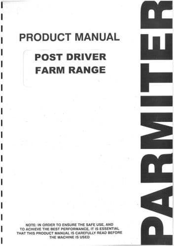 Parmiter Rear Mounted Post Driver Std & Swing Operators and Parts List