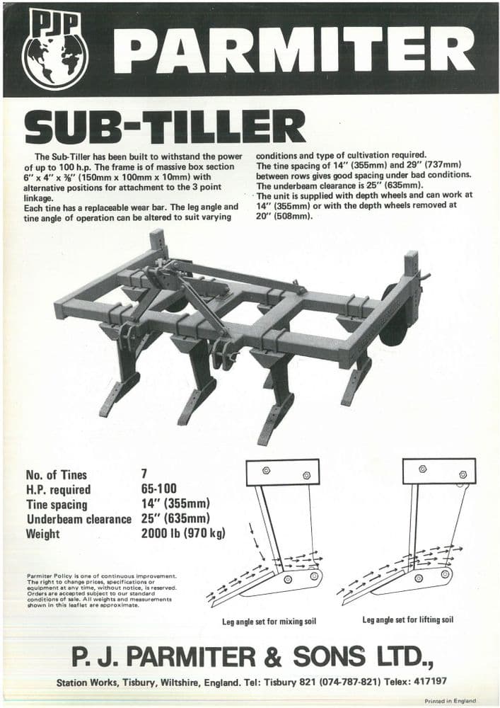 Parmiter Sub-Tiller Brochure