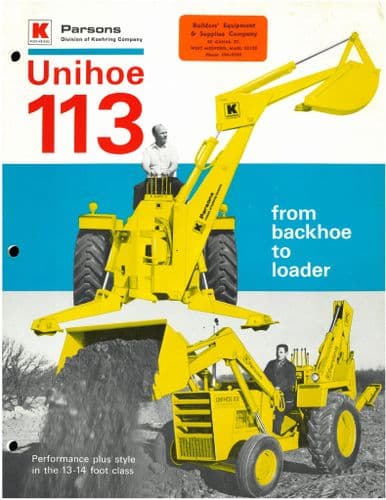 Parsons Unihoe 113 from Backhoe to Loader Brochure - A Division of Koehring