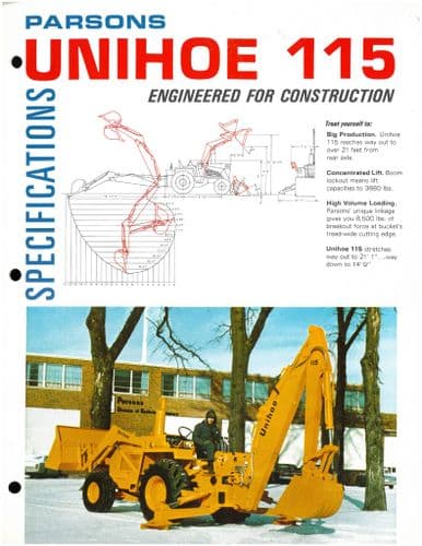 Parsons Unihoe 115 from Backhoe to Loader Brochure - A Division of Koehring