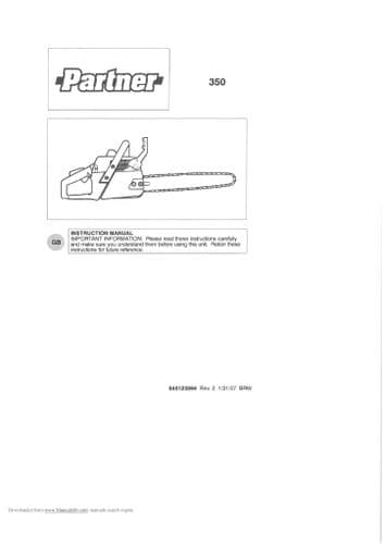 Partner Chain Saw 350 Operators Manual