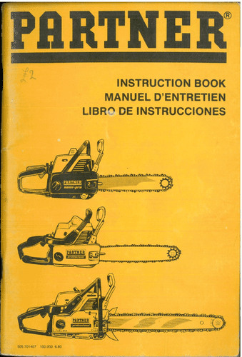 Partner Chain Saw - P55, P70, P100, S65, S55, S50, R421T Operators Manual