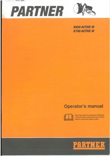 Partner Disc Cutter Power Saw K650 Active III & K700 Active III Operators Manual