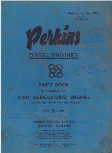 Perkins Diesel Engine 4.107 Agricultural Engine  Parts Manual