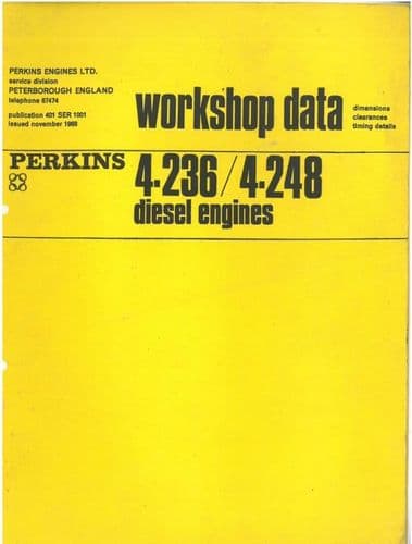 Perkins Diesel Engine 4.236 4.248 Workshop Data Manual