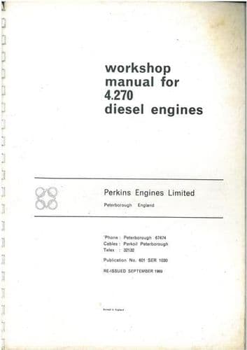 Perkins Diesel Engine 4.270 Workshop Service Manual