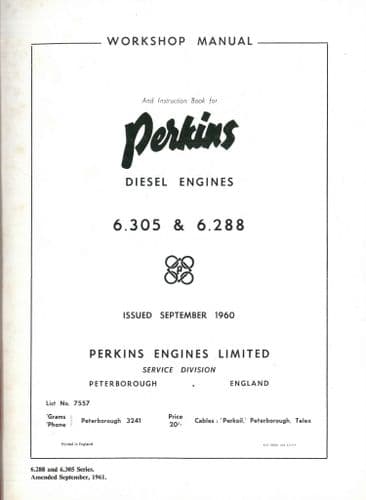 Perkins Diesel Engine  6.305 6.288 -  Workshop  Manual