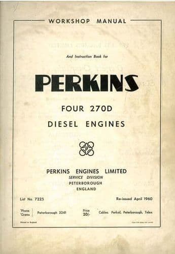 Perkins Diesel Engine Four 270D Workshop Service Manual