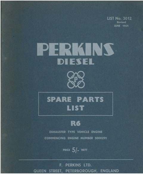 Perkins Diesel Engine R6 Parts Manual - From Engine No 5000291