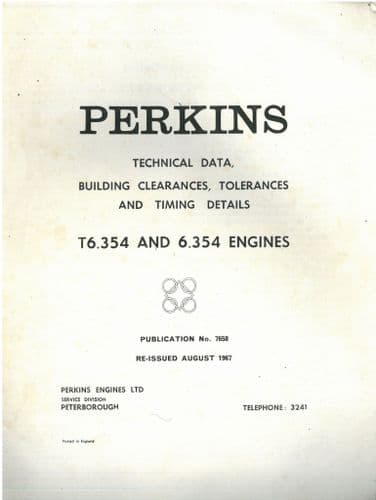 Perkins Diesel Engine  T6.354 6.354 -  Workshop Service Data Manual - 6.354