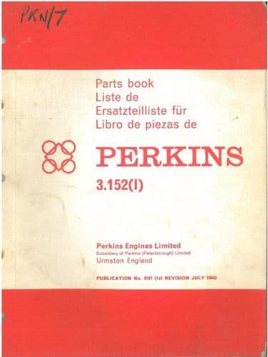 Perkins Diesel Industrial Engine 3.152 Parts Manual