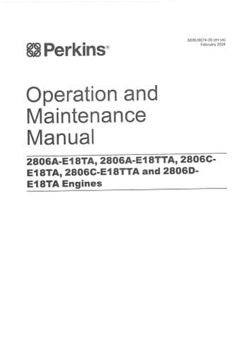 Perkins Engine 2806A-E18TA 2086A-E18TTA 2086C-E18TA 2086C-E18TTA 2086D-E18TA Operators Manual