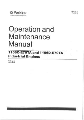 Perkins Industrial Engine 1106C-E70TA & 1106D-E70TA  Operators Manual PV PW