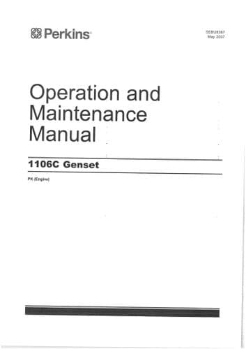 Perkins Industrial Engine 1106C Genset Operators Manual PK
