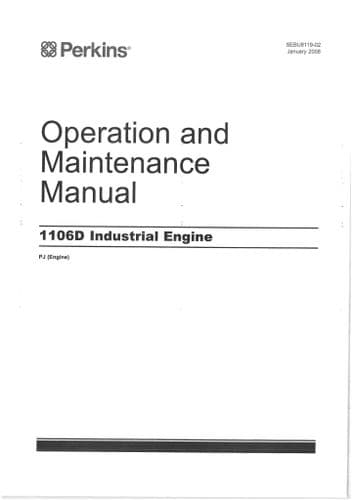 Perkins Industrial Engine 1106D Operators Manual PJ