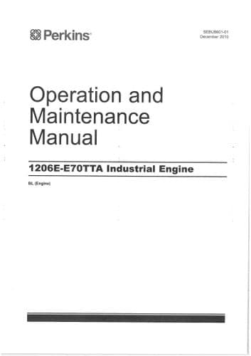 Perkins Industrial Engine 1206E-E70TTA Operators Manual BL