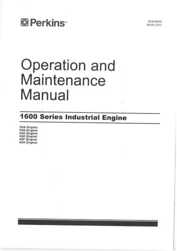 Perkins Industrial Engine 1600D 1600A Operators Manual XGA XGB XGD XGE XGF XGH