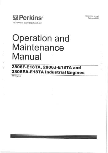 Perkins Industrial Engine 2806F-E18TA 2806J-E18TA & 2806EA-E18TA Operators Manual R8H