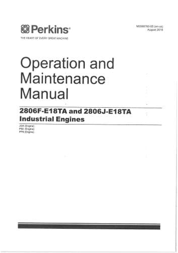 Perkins Industrial Engine 2806F-E18TA & 2806J-E18TA Operators Manual JGK P84 PP8