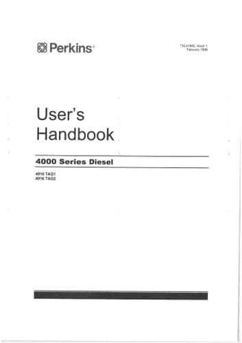Perkins Industrial Engine 4000 Series Operators Manual 4016TAG1 4016TAG2