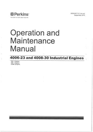 Perkins Industrial Engine 4006-23 & 4008-30 Operators Manual SD8 SD6 DGBH
