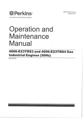 Perkins Industrial Engine 4006-E23TRS3 & 4006-E23TRS4 Gas (50Hz) Operators Manual WG6