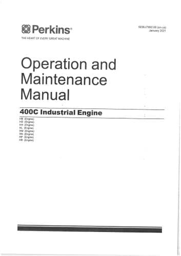Perkins Industrial Engine 400C Operators Manual HB HD HH HL HM HN HP HR