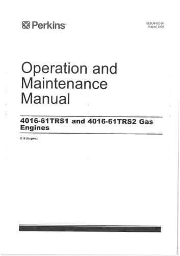 Perkins Industrial Engine 4016-61TRS1 & 4016-61TRS2 Gas Operators Manual G16