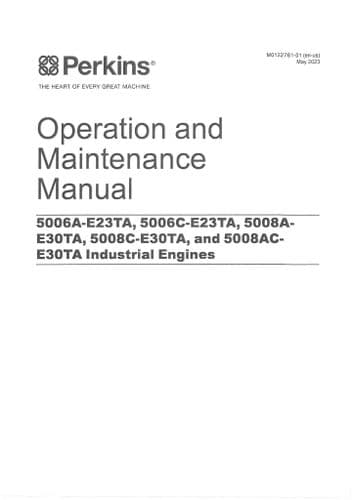 Perkins Industrial Engine 5006A-E23TA, 5006C-E23TA, 5008A-E30TA, 5008C-E30TA, 5008AC-E30TA Operators