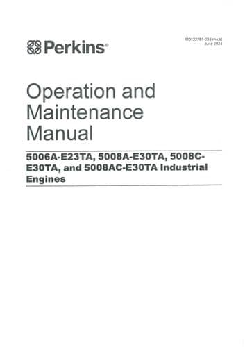 Perkins Industrial Engine 5006A-E23TA 5008A-E30TA 5008C-E30TA 5008AC-E30TA Operators Manual