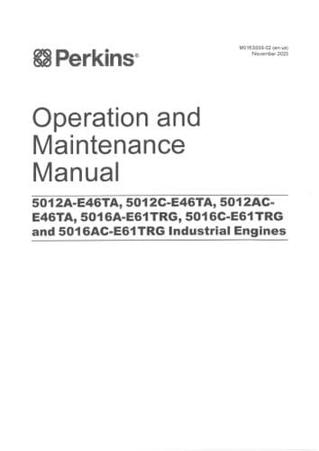Perkins Industrial Engine 5016A-E61TRG 5016C-E61TRG 5016AC-E61TRG Operators Manual