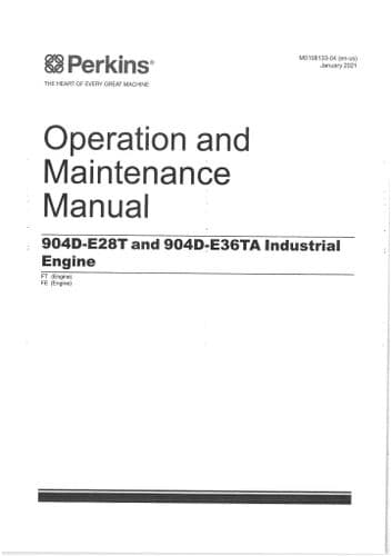 Perkins Industrial Engine 904D-E28T & 904D-E36TA Operators Manual FT FE