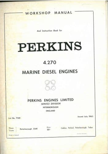 Perkins Marine Diesel Engine 4.270 Workshop Service Manual
