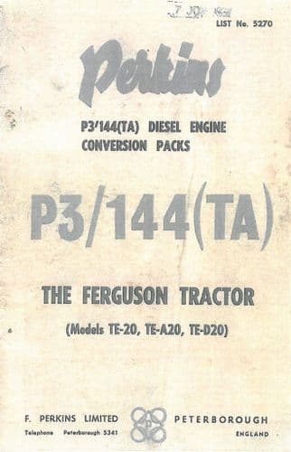 Perkins P3/144(TA) Diesel Engine Conversion Packs for Ferguson Tractor TE-20 TE-A20 TE-D20