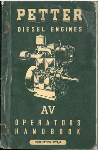 Petter Diesel Engine AV1 & AV2 Operators Manual & Spare Parts List - ORIGINAL MANUAL
