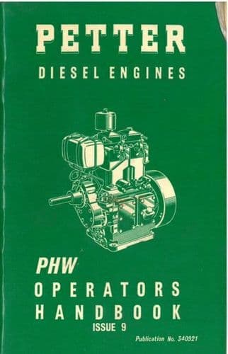 Petter Diesel Engine PH1W & PH2W Operators Manual with Parts List