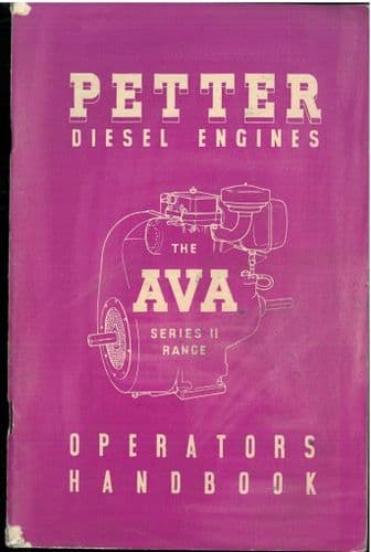 Petter Diesel Engines The AVA Series II Range Operators Manual With Parts List - Series 2