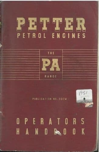 Petter Engines PA Range Operators Manual With Parts List - - PA1 PA2 PA1W PA2W PA1K PA2K PA1WK PA2WK