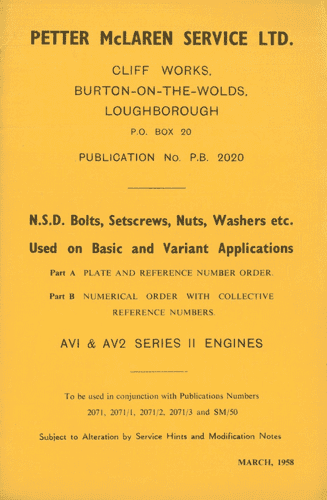 Petter McLaren Diesel Engine AV1 & AV2 Series II Operators Manual