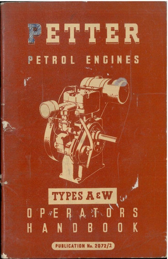 Petter Petrol Engine A W & WIH Operators Manual with Parts List - ORIGINAL