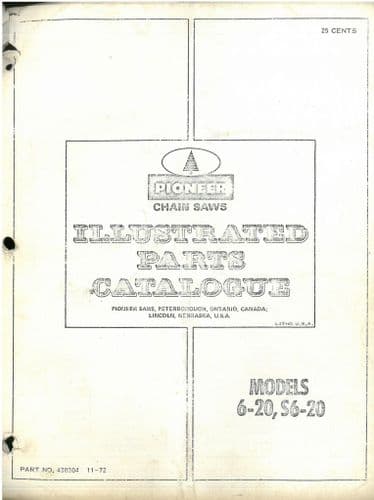 Pioneer Chainsaw Model 6-20 & S6-20 Parts Manual