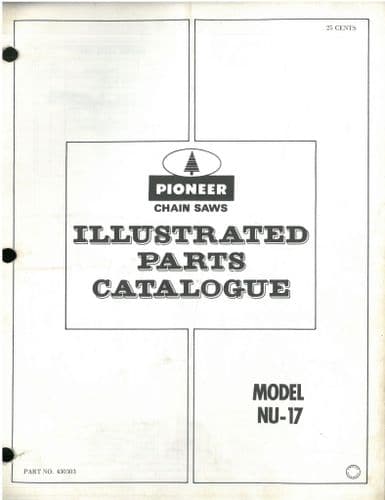 Pioneer Chainsaw Model NU-17 NU17 Parts Manual