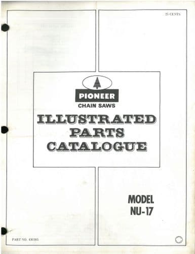 Pioneer Chainsaw Model NU-17 NU17 Parts Manual
