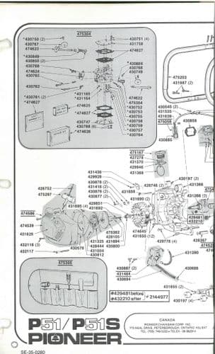 Pioneer Chainsaw Model P51 & P51S Parts Manual