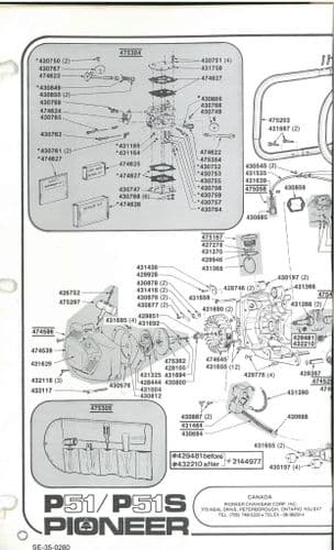 Pioneer Chainsaw Model P51 & P51S Parts Manual