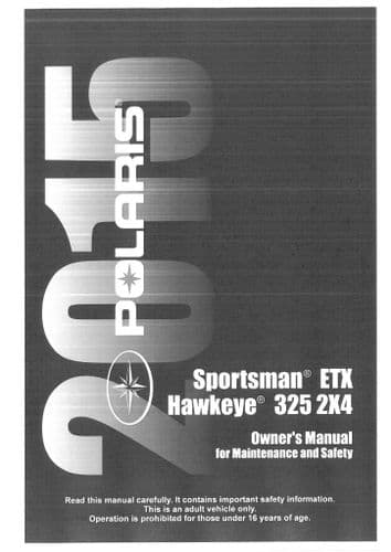 Polaris  ATV Sportsman ETV Hawkeye 325 2x4 Operators Manual