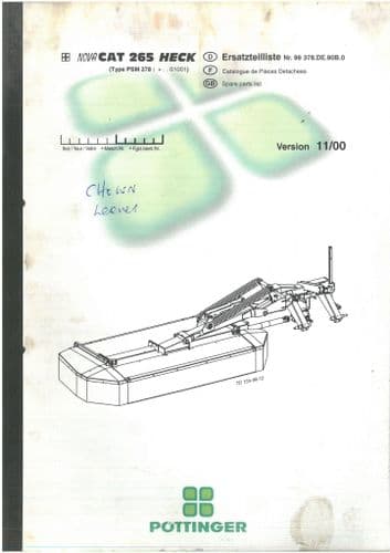 Pottinger Cat 265 Heck Mower Parts Manual