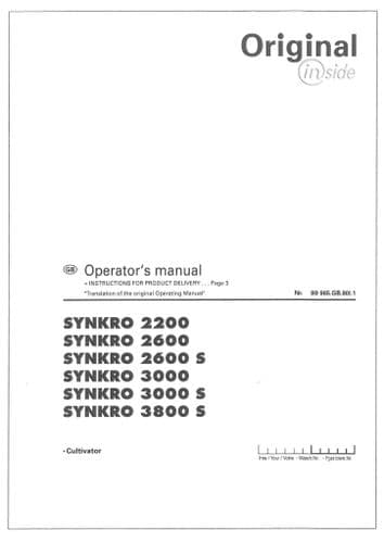 Pottinger Cultivators SYNKRO 2200, 2600, 2600S, 3000, 3000S, 3800S Operators Manual